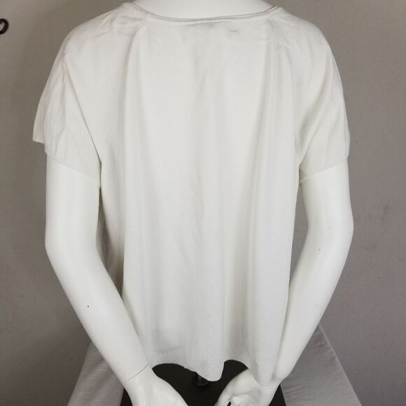 Coldwater Creek Short Sleeve‎ Ribbed White Blouse - Picture 3 of 8